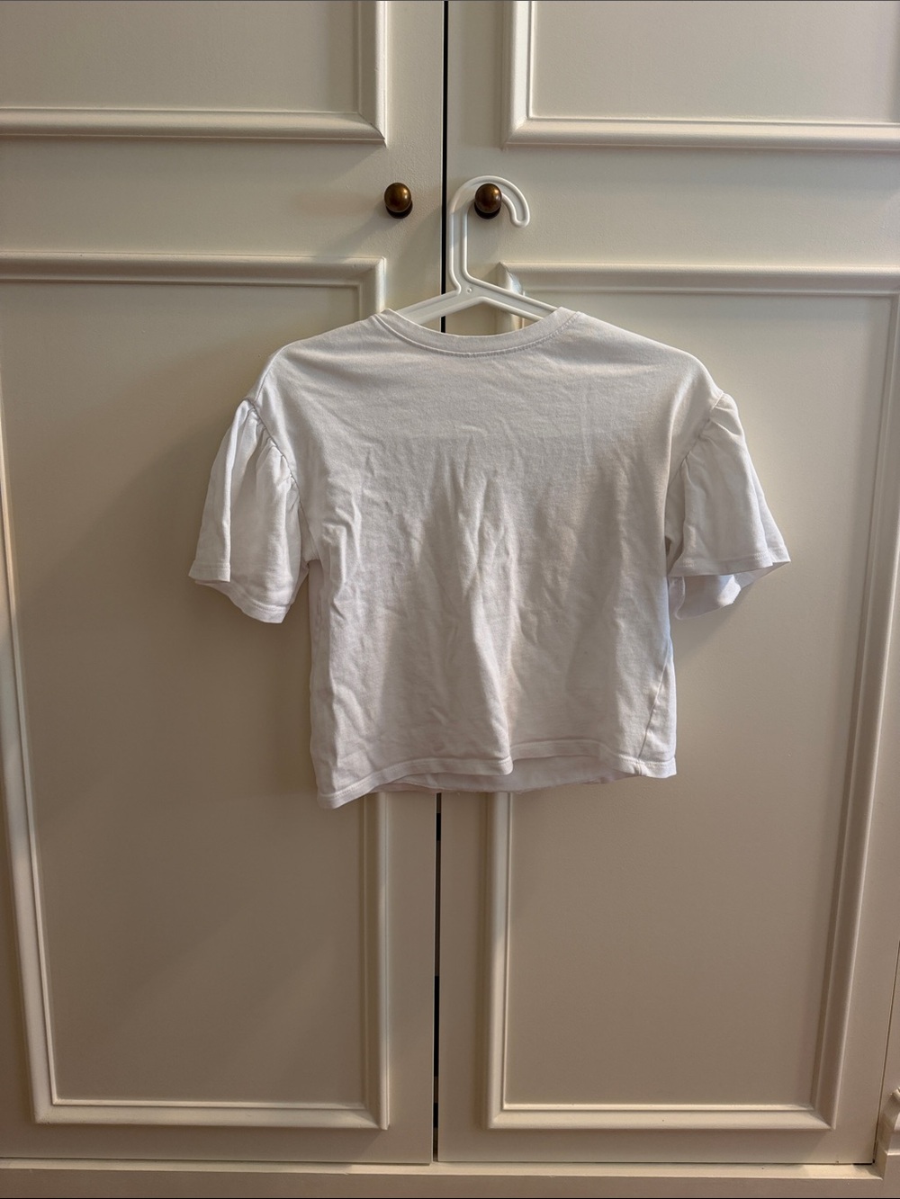 Zara Kids White Short Sleeve Puff-Sleeve Tee